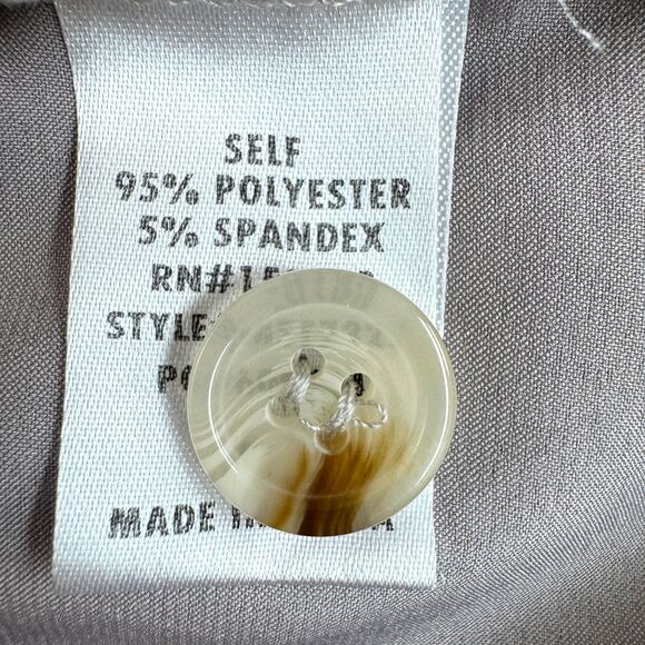 Mable Womens Long Sleeve Satin Top Blouse Size M Flowy Collared Neutral Gray - Picture 6 of 9